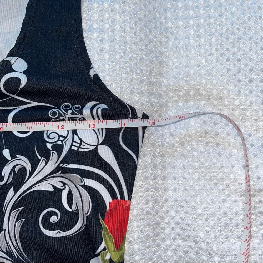 Red and White Gothic Mini Dress with Halter Neckline (1-210) - Picture 7 of 12